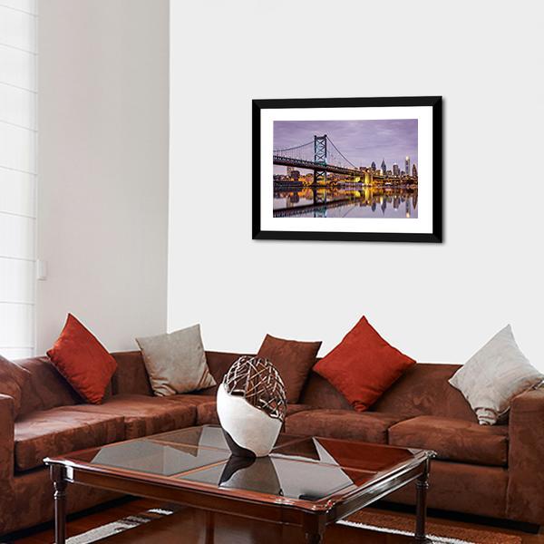 Ben Franklin Bridge Canvas Wall Art-3 Horizontal-Gallery Wrap-25" x 16"-Tiaracle