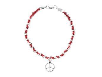 Peace-Zeichen Glücksbringer Rote Schnur Bendel Armband