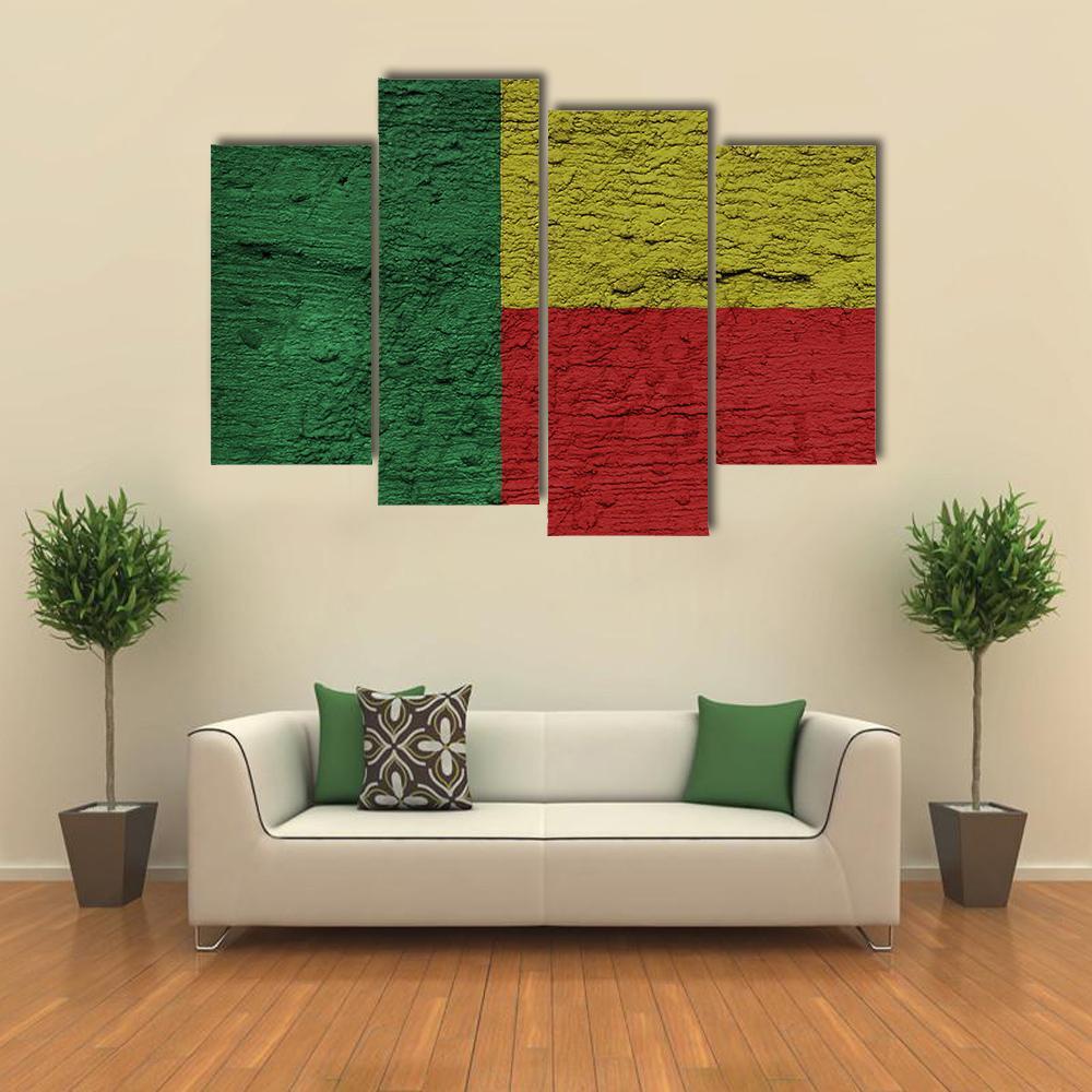 Benin Flag Canvas Wall Art-4 Pop-Gallery Wrap-50" x 32"-Tiaracle