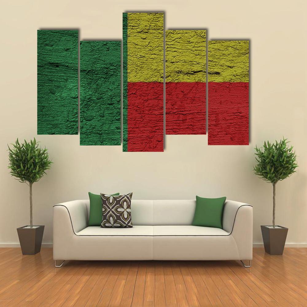 Benin Flag Canvas Wall Art-5 Pop-Gallery Wrap-47" x 32"-Tiaracle