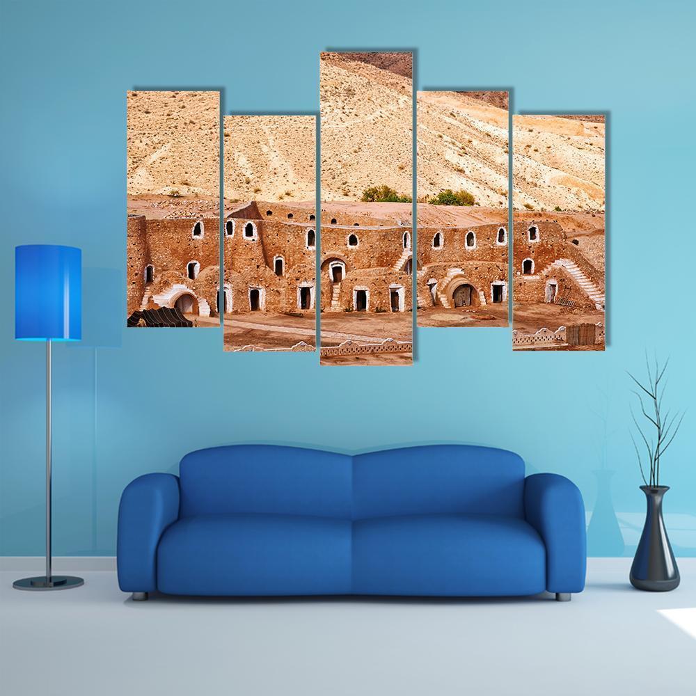 Berber Dwelling Matmata Canvas Wall Art-5 Pop-Gallery Wrap-47" x 32"-Tiaracle