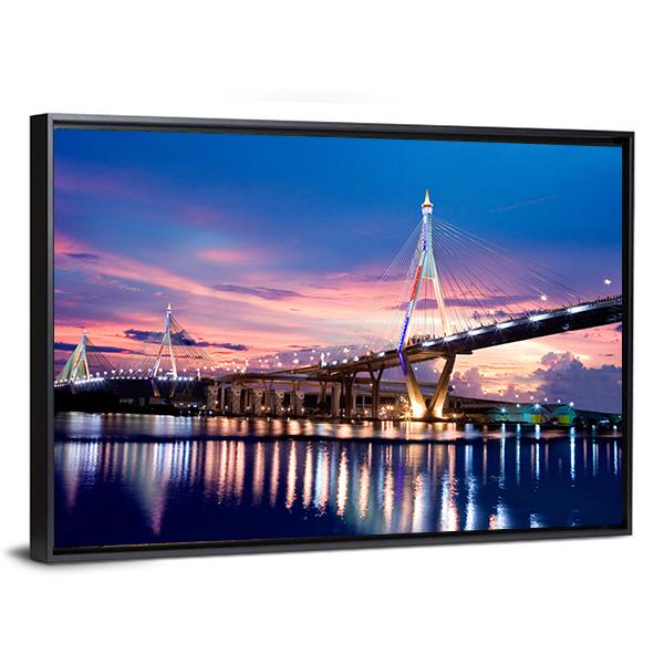 Bhumibol Bridge Canvas Wall Art-3 Horizontal-Gallery Wrap-25" x 16"-Tiaracle