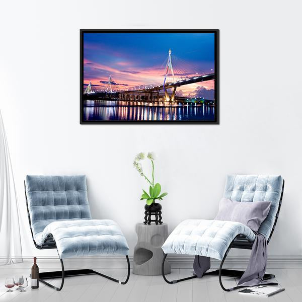 Bhumibol Bridge Canvas Wall Art-3 Horizontal-Gallery Wrap-25" x 16"-Tiaracle