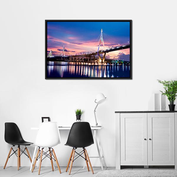 Bhumibol Bridge Canvas Wall Art-3 Horizontal-Gallery Wrap-25" x 16"-Tiaracle