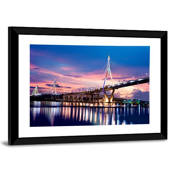 Bhumibol Bridge Canvas Wall Art-3 Horizontal-Gallery Wrap-25" x 16"-Tiaracle