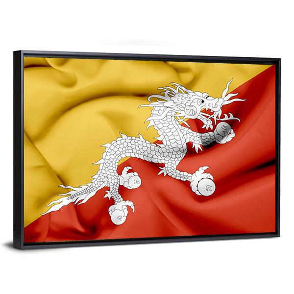 Bhutan Waving Flag Canvas Wall Art-3 Horizontal-Gallery Wrap-25" x 16"-Tiaracle