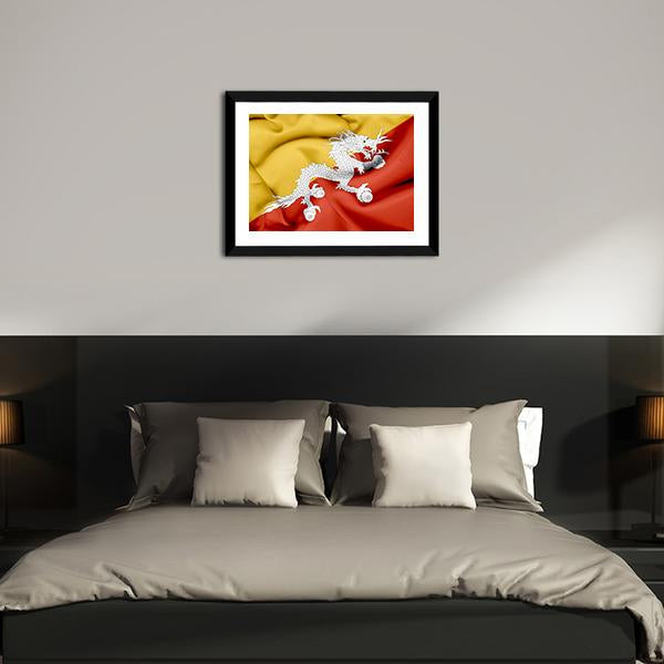Bhutan Waving Flag Canvas Wall Art-3 Horizontal-Gallery Wrap-25" x 16"-Tiaracle