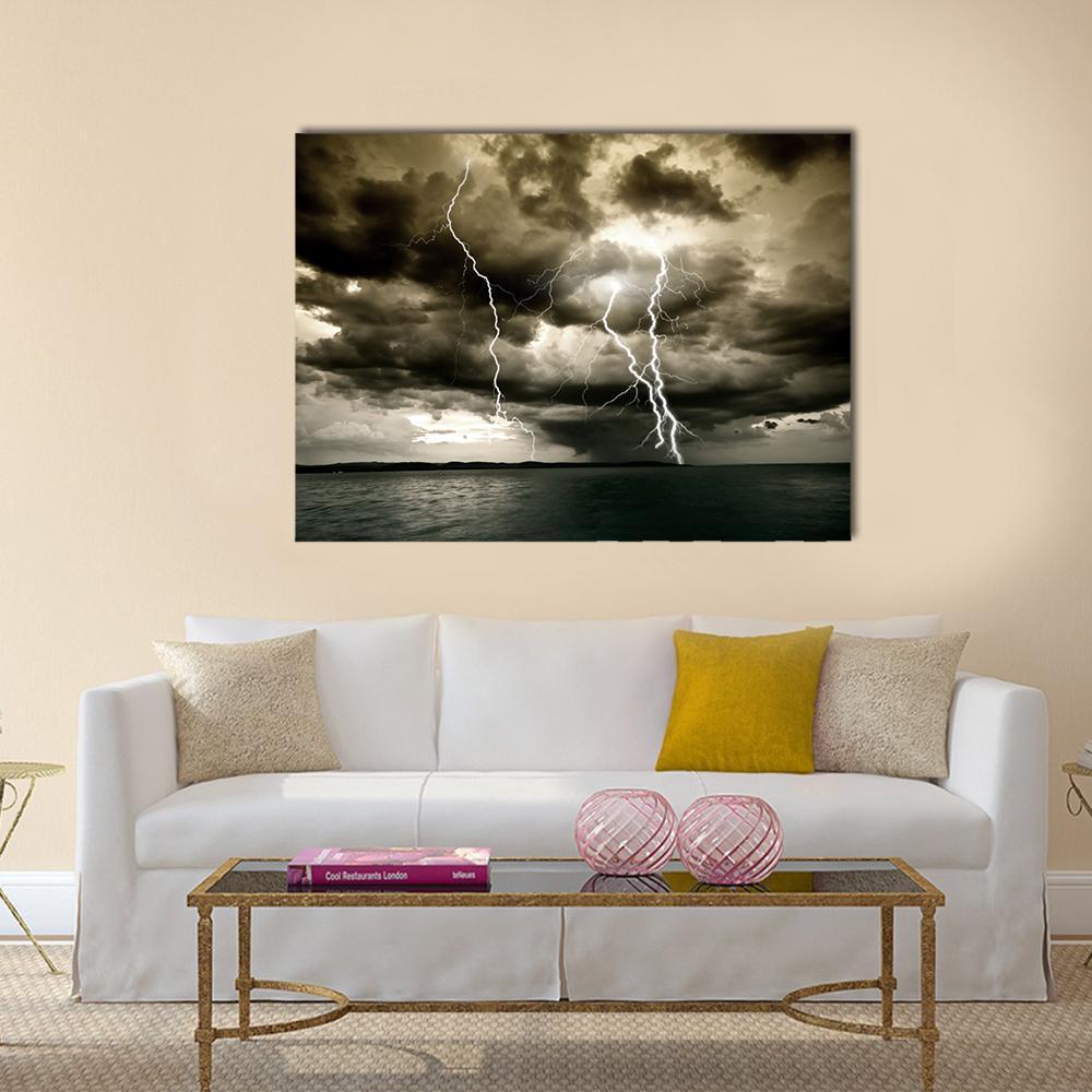 Big Thunderbolt Canvas Wall Art-1 Piece-Gallery Wrap-48" x 32"-Tiaracle