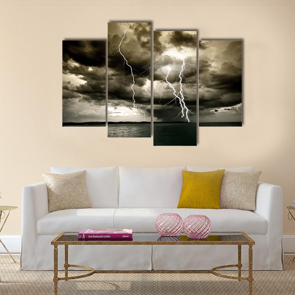 Big Thunderbolt Canvas Wall Art-4 Pop-Gallery Wrap-50" x 32"-Tiaracle