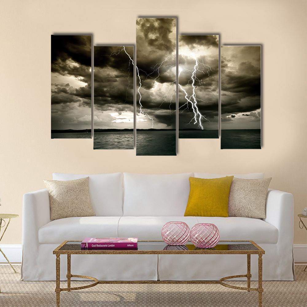 Big Thunderbolt Canvas Wall Art-5 Pop-Gallery Wrap-47" x 32"-Tiaracle