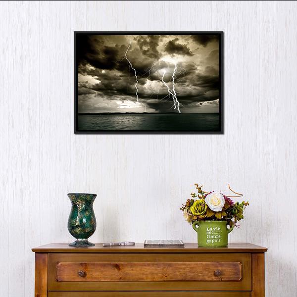 Big Thunderbolt Canvas Wall Art-1 Piece-Floating Frame-24" x 16"-Tiaracle