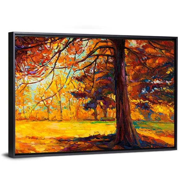 Big Tree In Autumn Canvas Wall Art-3 Horizontal-Gallery Wrap-25" x 16"-Tiaracle