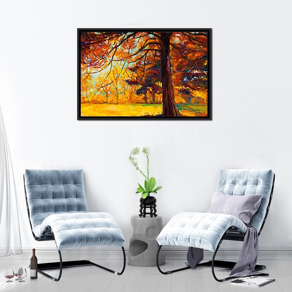 Big Tree In Autumn Canvas Wall Art-3 Horizontal-Gallery Wrap-25" x 16"-Tiaracle