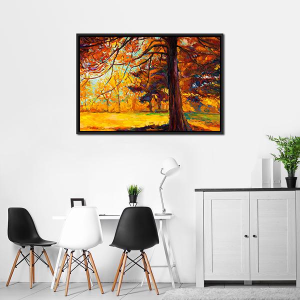 Big Tree In Autumn Canvas Wall Art-3 Horizontal-Gallery Wrap-25" x 16"-Tiaracle