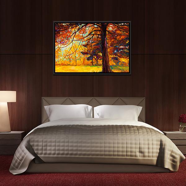 Big Tree In Autumn Canvas Wall Art-3 Horizontal-Gallery Wrap-25" x 16"-Tiaracle