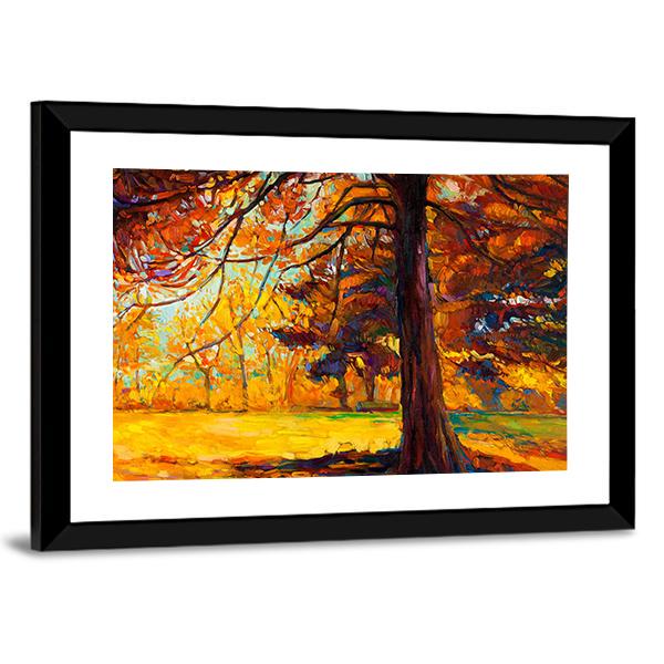 Big Tree In Autumn Canvas Wall Art-3 Horizontal-Gallery Wrap-25" x 16"-Tiaracle