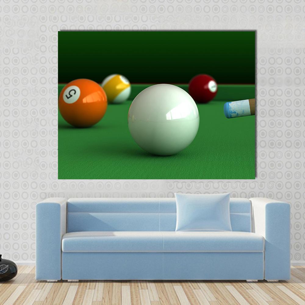 Billiard Balls And Table Canvas Wall Art-1 Piece-Gallery Wrap-48" x 32"-Tiaracle