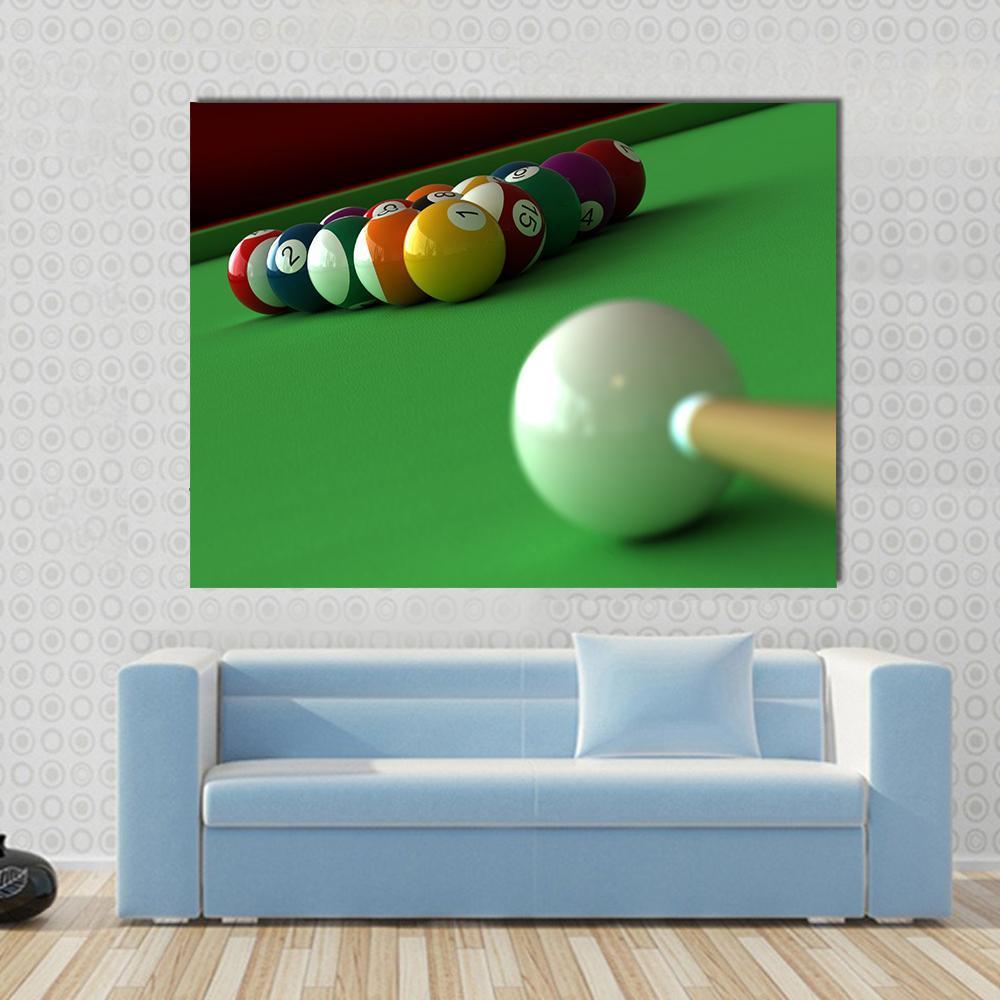 Billiard Balls & Table Canvas Wall Art-1 Piece-Gallery Wrap-48" x 32"-Tiaracle