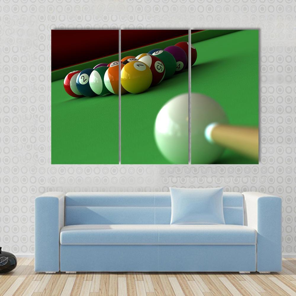 Billiard Balls & Table Canvas Wall Art-3 Horizontal-Gallery Wrap-37" x 24"-Tiaracle