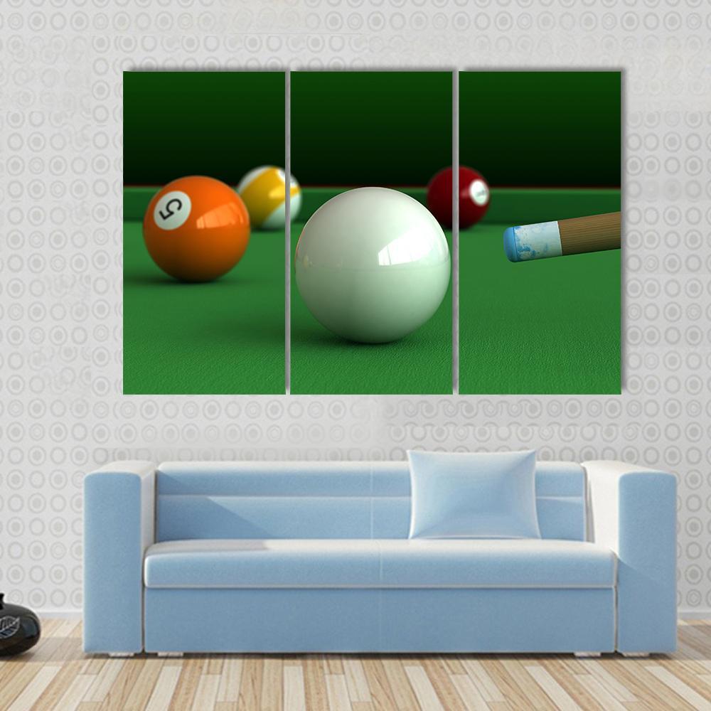 Billiard Balls And Table Canvas Wall Art-3 Horizontal-Gallery Wrap-37" x 24"-Tiaracle