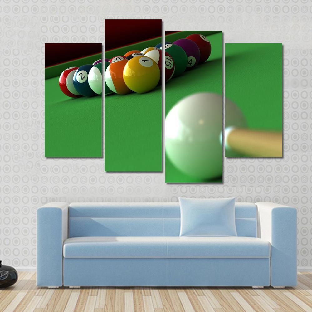 Billiard Balls & Table Canvas Wall Art-4 Pop-Gallery Wrap-50" x 32"-Tiaracle