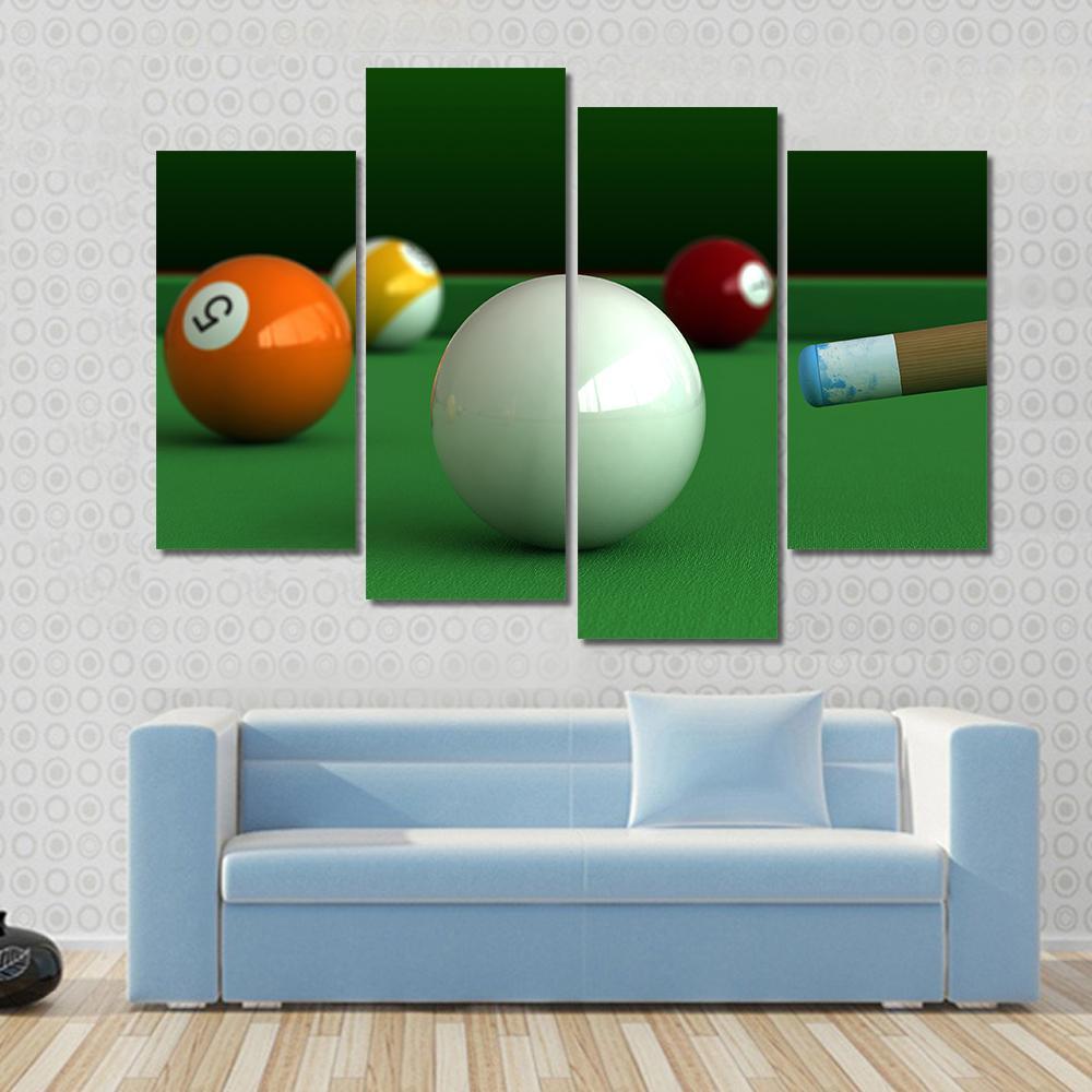 Billiard Balls And Table Canvas Wall Art-4 Pop-Gallery Wrap-50" x 32"-Tiaracle