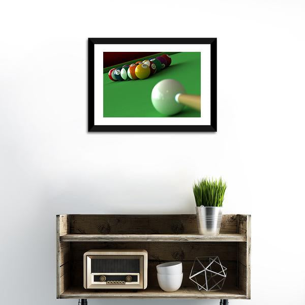 Billiard Balls & Table Canvas Wall Art-1 Piece-Framed Print-20" x 16"-Tiaracle