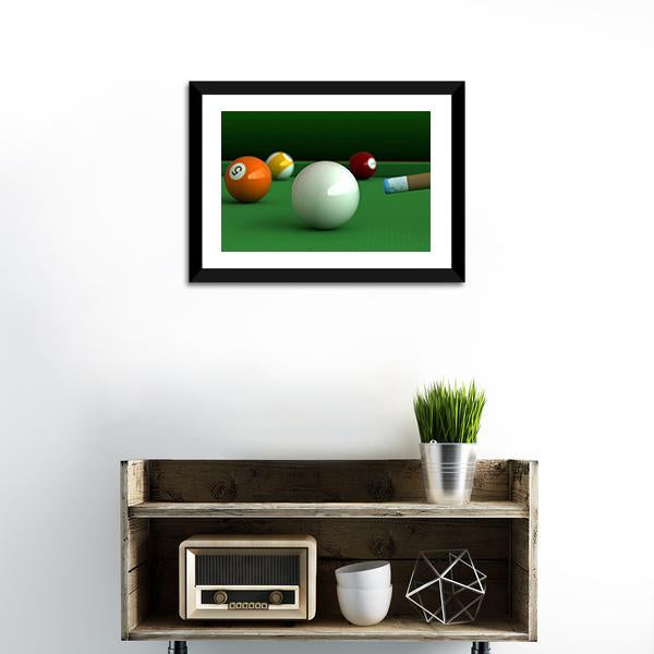 Billiard Balls And Table Canvas Wall Art-1 Piece-Framed Print-20" x 16"-Tiaracle