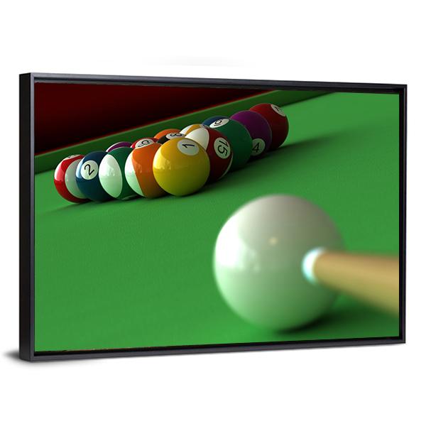 Billiard Balls & Table Canvas Wall Art-3 Horizontal-Gallery Wrap-25" x 16"-Tiaracle