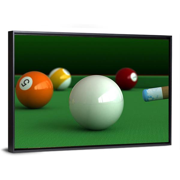 Billiard Balls And Table Canvas Wall Art-3 Horizontal-Gallery Wrap-25" x 16"-Tiaracle