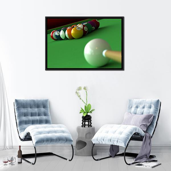 Billiard Balls & Table Canvas Wall Art-3 Horizontal-Gallery Wrap-25" x 16"-Tiaracle