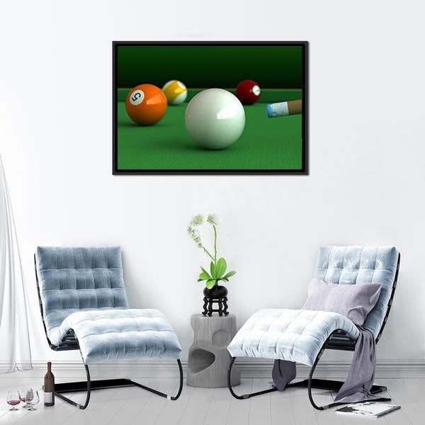 Billiard Balls And Table Canvas Wall Art-3 Horizontal-Gallery Wrap-25" x 16"-Tiaracle