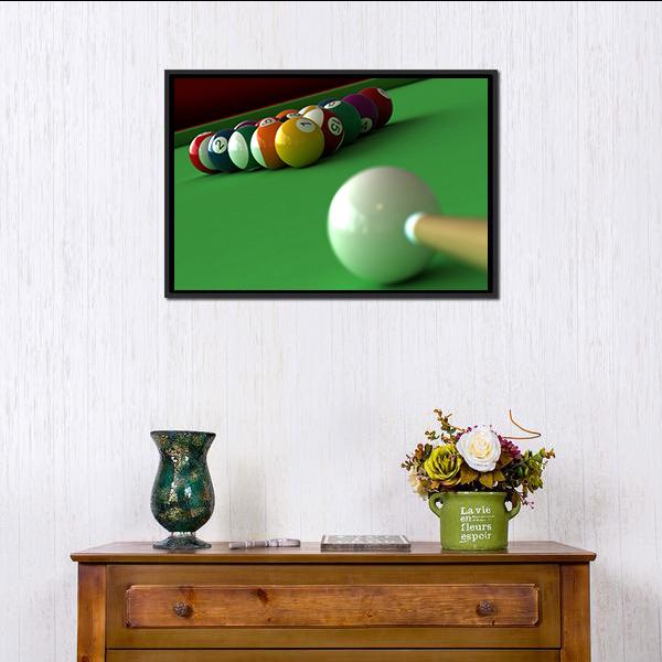 Billiard Balls & Table Canvas Wall Art-1 Piece-Floating Frame-24" x 16"-Tiaracle