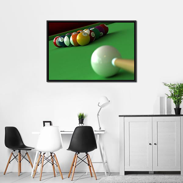 Billiard Balls & Table Canvas Wall Art-3 Horizontal-Gallery Wrap-25" x 16"-Tiaracle