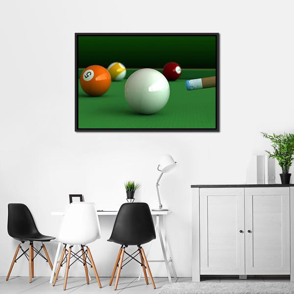 Billiard Balls And Table Canvas Wall Art-3 Horizontal-Gallery Wrap-25" x 16"-Tiaracle