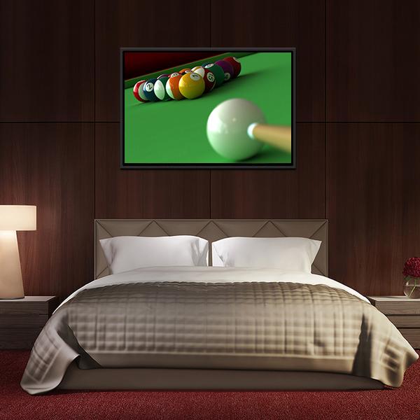 Billiard Balls & Table Canvas Wall Art-3 Horizontal-Gallery Wrap-25" x 16"-Tiaracle