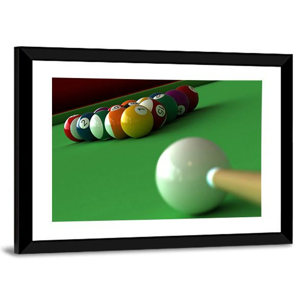 Billiard Balls & Table Canvas Wall Art-3 Horizontal-Gallery Wrap-25" x 16"-Tiaracle