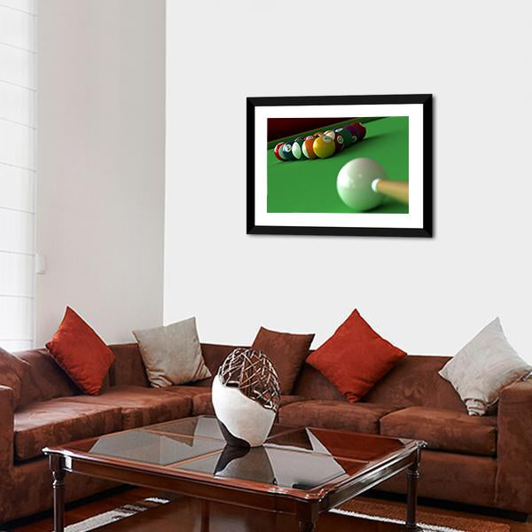 Billiard Balls & Table Canvas Wall Art-3 Horizontal-Gallery Wrap-25" x 16"-Tiaracle