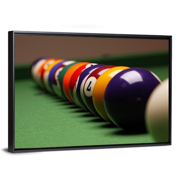 Billiard Balls In A Row Canvas Wall Art-3 Horizontal-Gallery Wrap-25" x 16"-Tiaracle