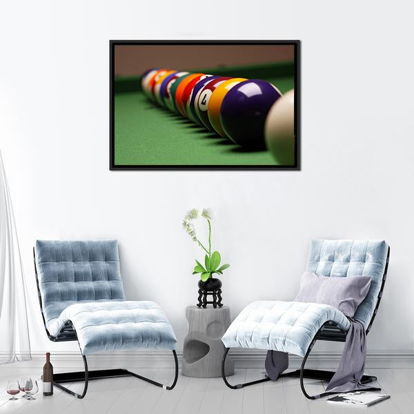 Billiard Balls In A Row Canvas Wall Art-3 Horizontal-Gallery Wrap-25" x 16"-Tiaracle