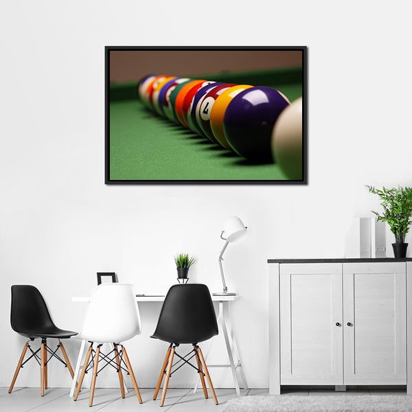 Billiard Balls In A Row Canvas Wall Art-3 Horizontal-Gallery Wrap-25" x 16"-Tiaracle