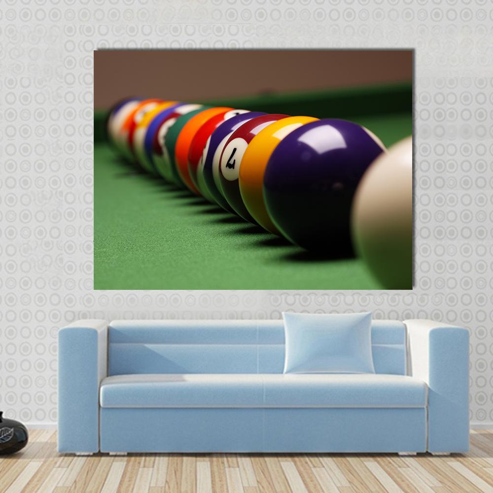 Billiard Balls In A Row Canvas Wall Art-1 Piece-Gallery Wrap-48" x 32"-Tiaracle