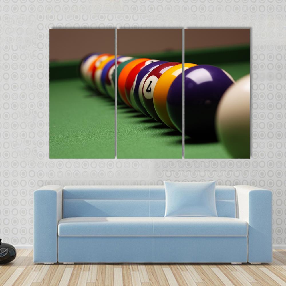 Billiard Balls In A Row Canvas Wall Art-3 Horizontal-Gallery Wrap-37" x 24"-Tiaracle