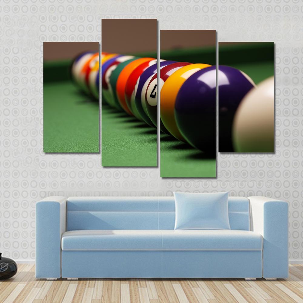 Billiard Balls In A Row Canvas Wall Art-4 Pop-Gallery Wrap-50" x 32"-Tiaracle