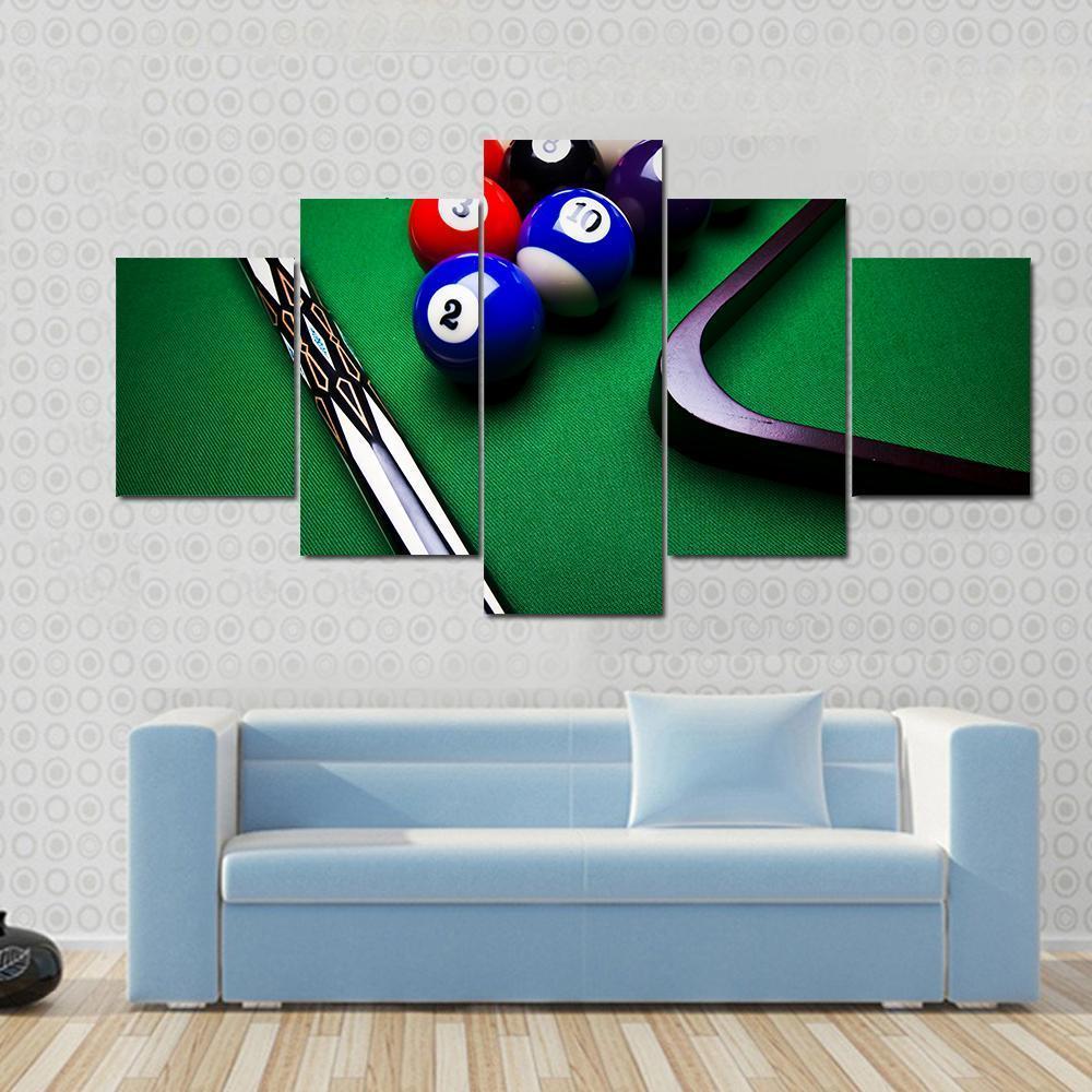 Billiard Balls Canvas Wall Art-5 Star-Gallery Wrap-62" x 32"-Tiaracle