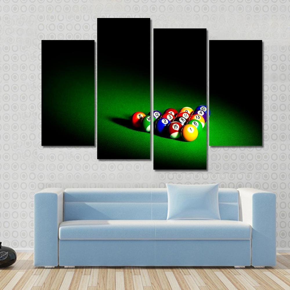 Billiard Balls Under Light Canvas Wall Art-4 Pop-Gallery Wrap-50" x 32"-Tiaracle