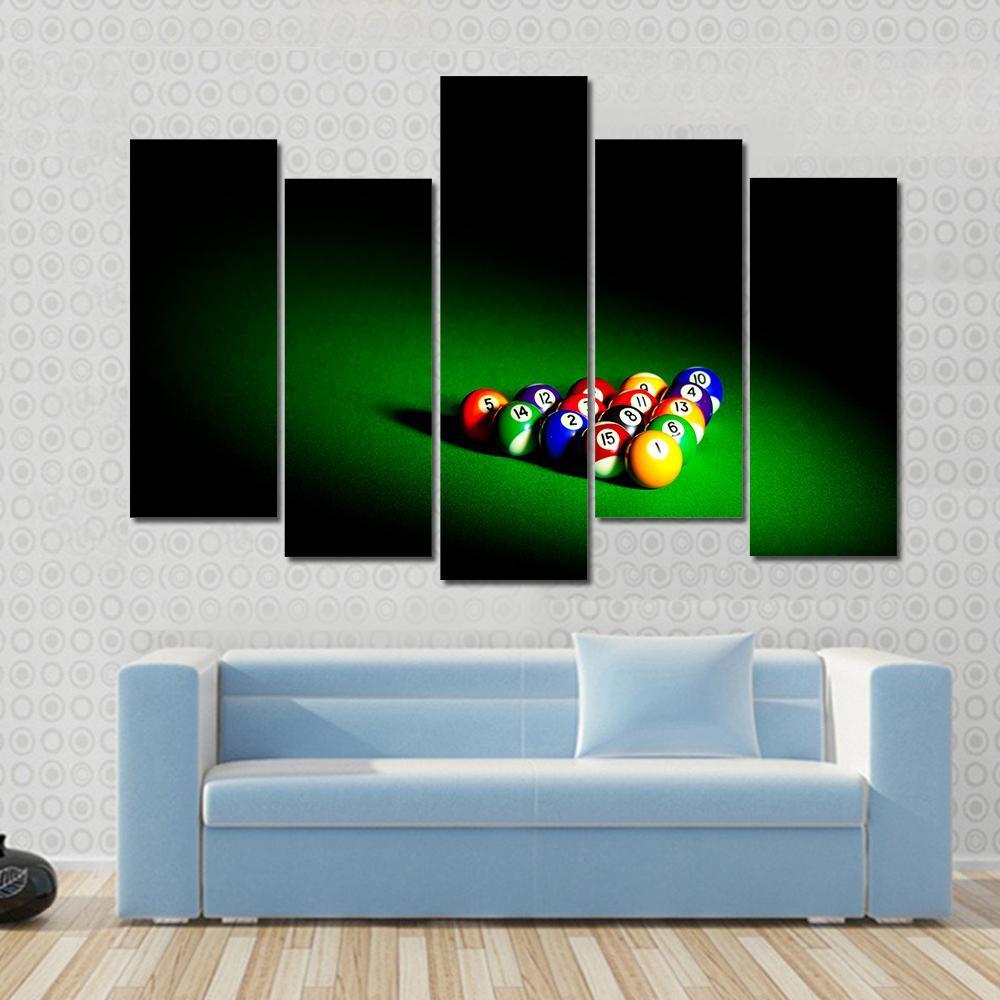 Billiard Balls Under Light Canvas Wall Art-5 Pop-Gallery Wrap-47" x 32"-Tiaracle