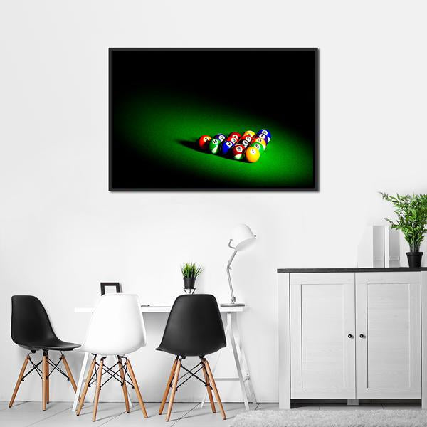 Billiard Balls Under Light Canvas Wall Art-3 Horizontal-Gallery Wrap-25" x 16"-Tiaracle