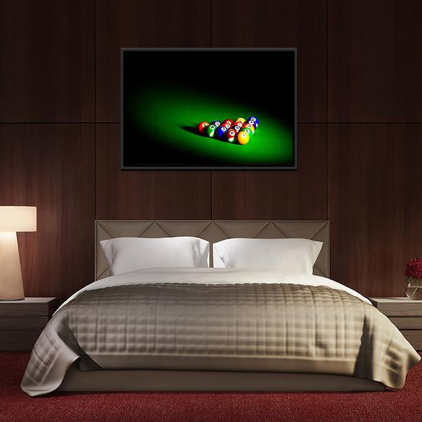 Billiard Balls Under Light Canvas Wall Art-3 Horizontal-Gallery Wrap-25" x 16"-Tiaracle