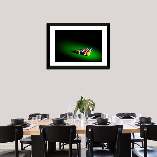 Billiard Balls Under Light Canvas Wall Art-3 Horizontal-Gallery Wrap-25" x 16"-Tiaracle